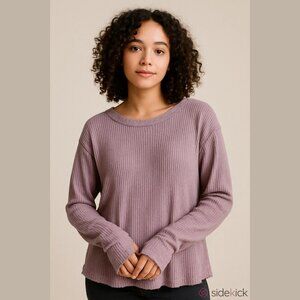 We the Free Women's Size XS Purple Thermal Long Sleeve Oversized Boho Shirt